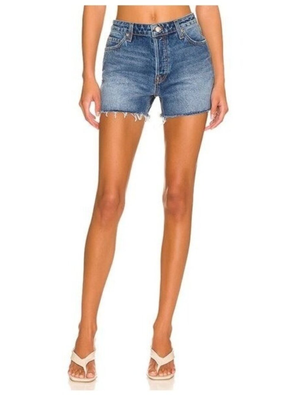 🛍 GRLFRND Helena High Rise Button Fly Cut Off Shorts in Azure Vista Size 30